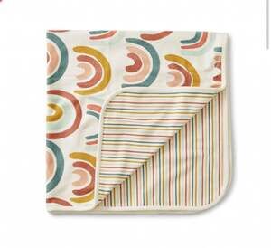 NEW Tea Collection Reversible Rainbow Stripes Blanket